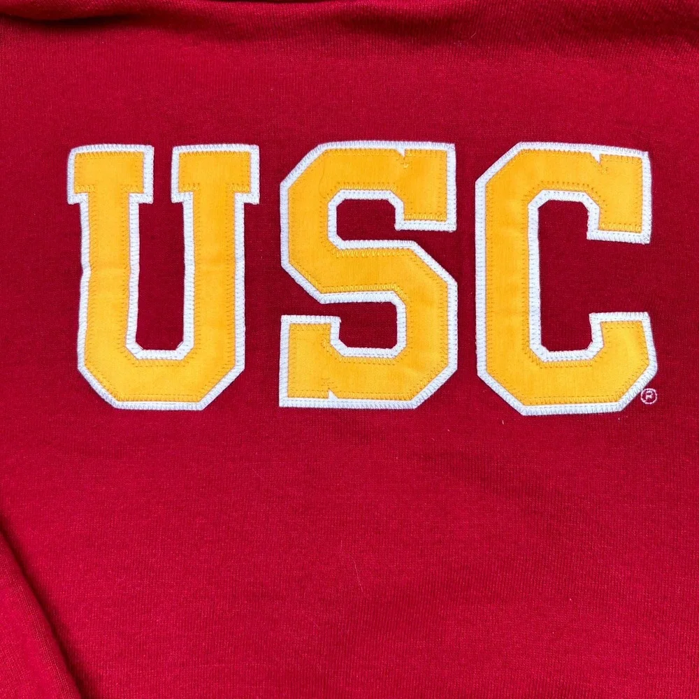 Y2K VTG Russell Athletic USC Trojans Football Team Hoodie Boy XL Red Cotton Logo